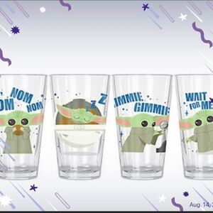 Disney Star Wars The Mandalorian Baby Yoda Child Set of 4 16 OZ Glasses